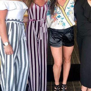 Forever 21 red velvet jumpsuit